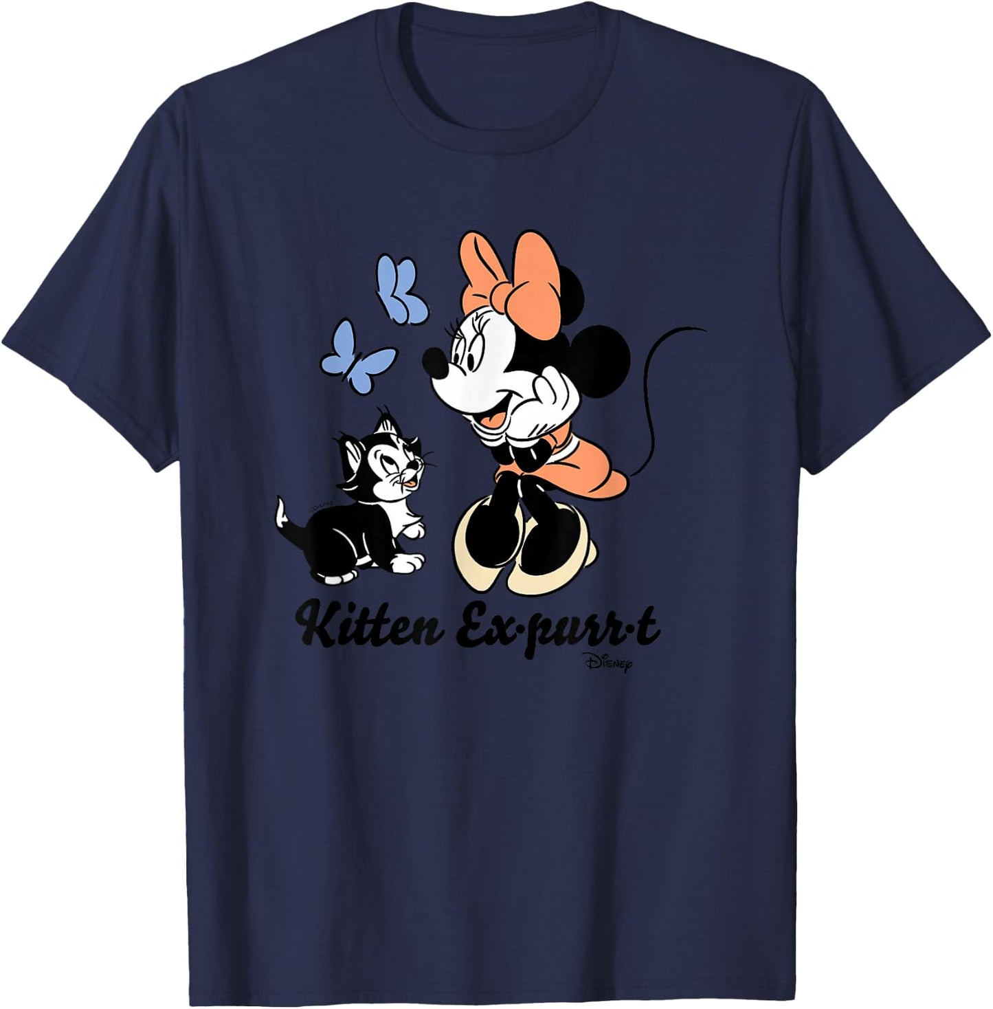 Minnie Mouse - Figaro Kitten Expurrt With Butterflies T-Shirt - T-Shirt | Navy