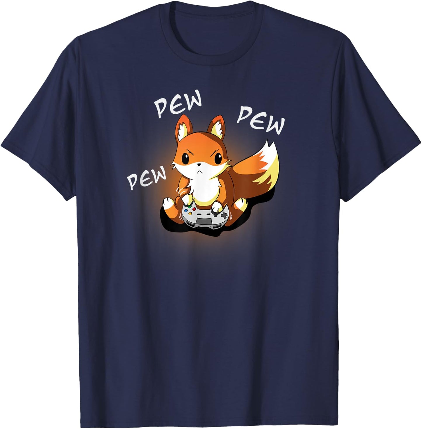Angry Gamer Fox, Kawaii Funny Cute Gaming Design T-Shirt - T-Shirt | Navy
