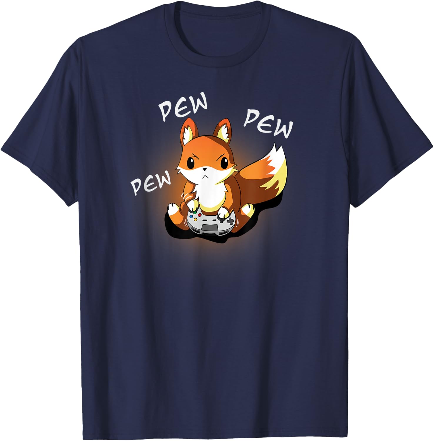 Angry Gamer Fox, Kawaii Funny Cute Gaming Design T-Shirt - T-Shirt | Navy