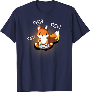Angry Gamer Fox, Kawaii Funny Cute Gaming Design T-Shirt - T-Shirt | Navy