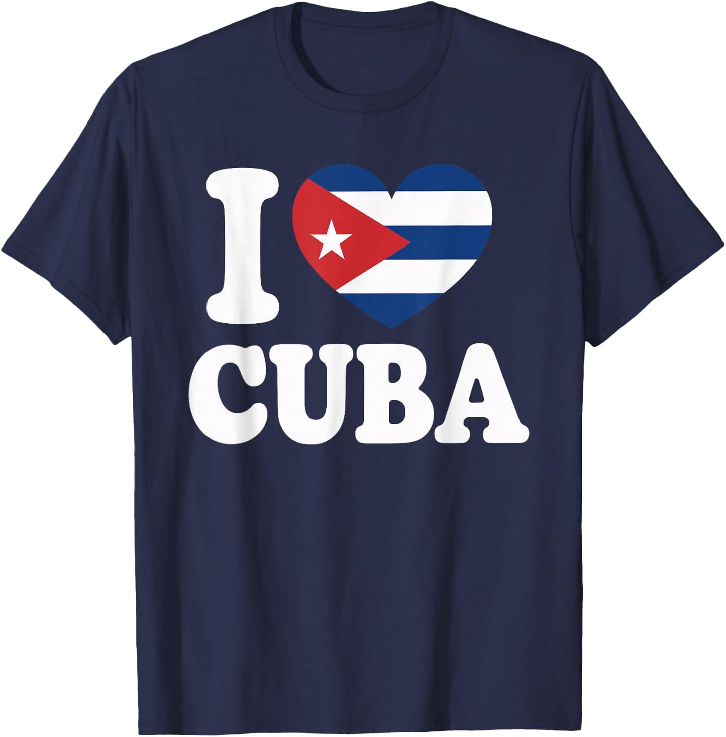 I Love Cuba Cuban Flag Heart T-Shirt - T-Shirt | Navy