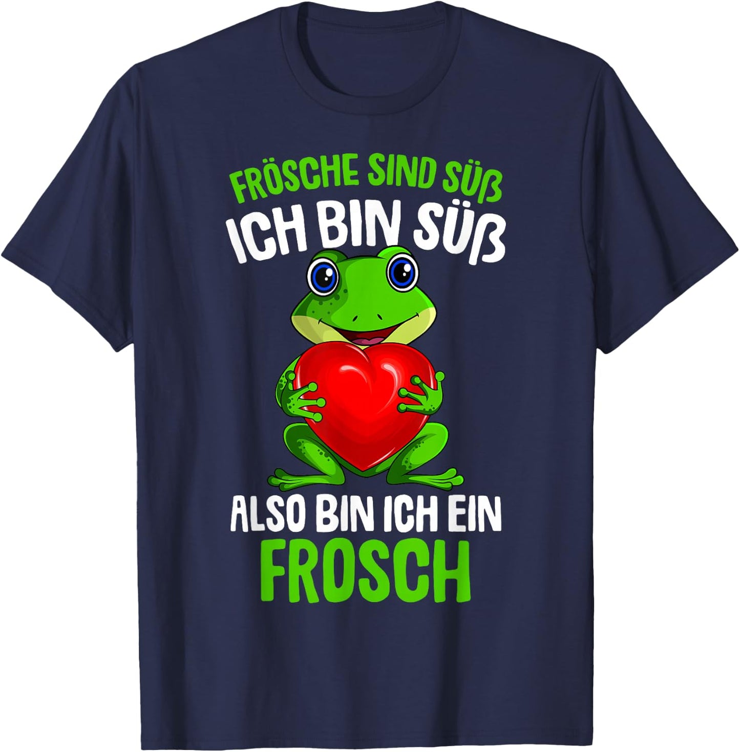 Frogs are sweet, children's women's / girls' frog , black T-Shirt - T-Shirt | Navy