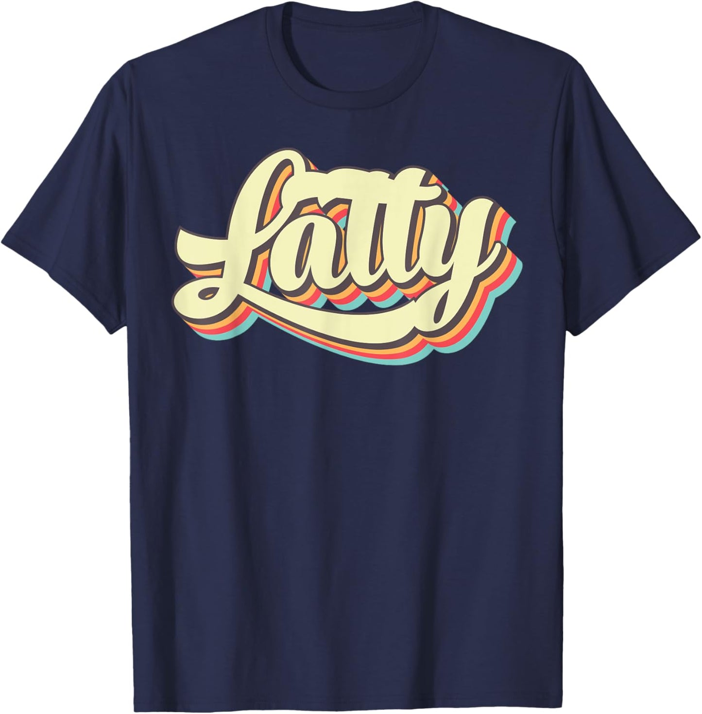 Latty Retro Art Baseball Font Vintage T-Shirt - T-Shirt | Navy
