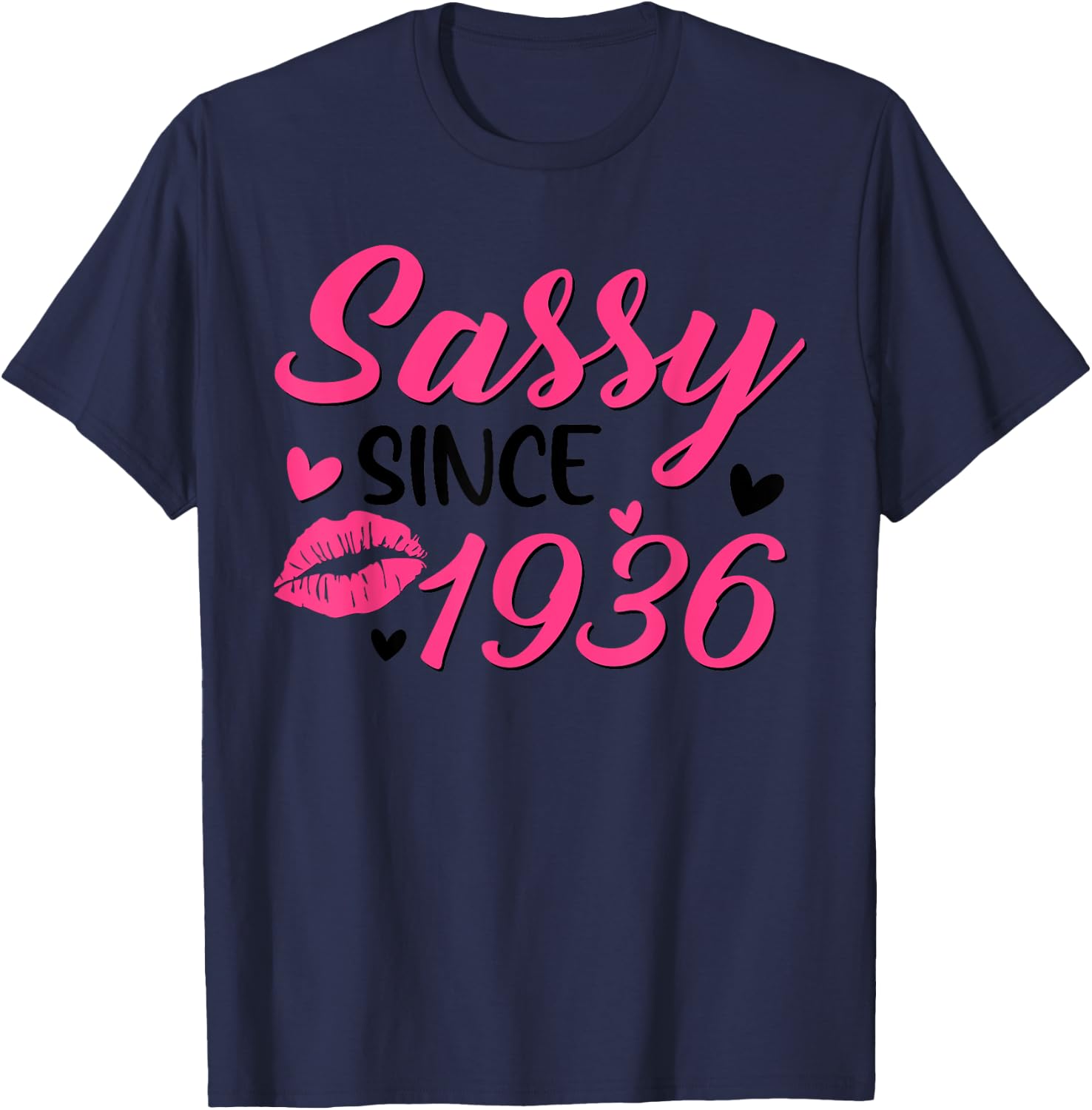 Sassy Since 1936 89th Birthday Women Party 89 Year Old T-Shirt - T-Shirt | Navy