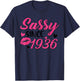 Sassy Since 1936 89th Birthday Women Party 89 Year Old T-Shirt - T-Shirt | Navy