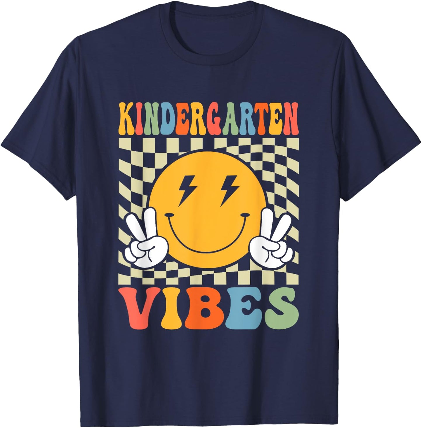 First Day Kindergarten Vibes Back To School Teacher Boy Girl T-Shirt - T-Shirt | Navy