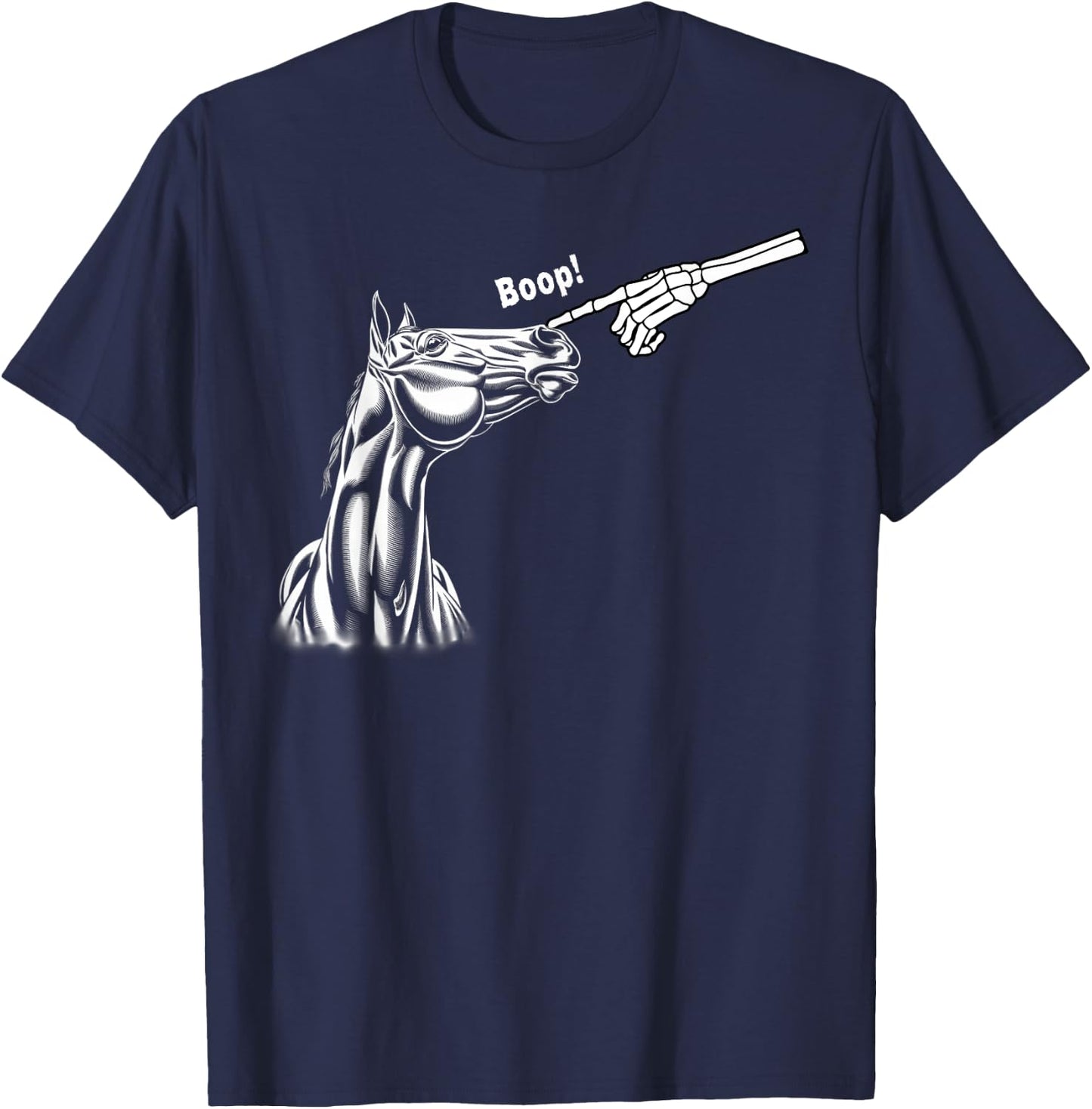 Boop Horse Skeleton Halloween Funny Horse T-Shirt - T-Shirt | Navy