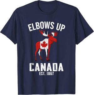 Elbows Up Canada Est 1867 Moose Canadian Men Women Canada T-Shirt - T-Shirt | Navy