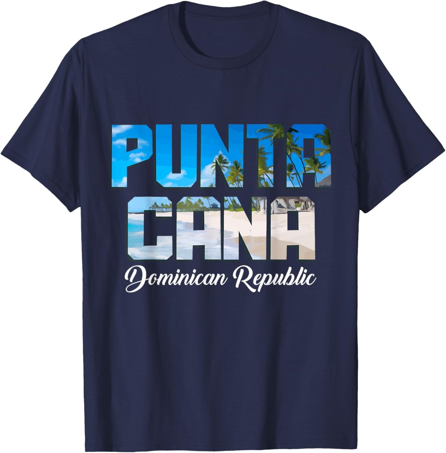 Punta Cana Vintage Souvenir Beach Surfer Dominican Republic , Black T-Shirt - T-Shirt | Navy