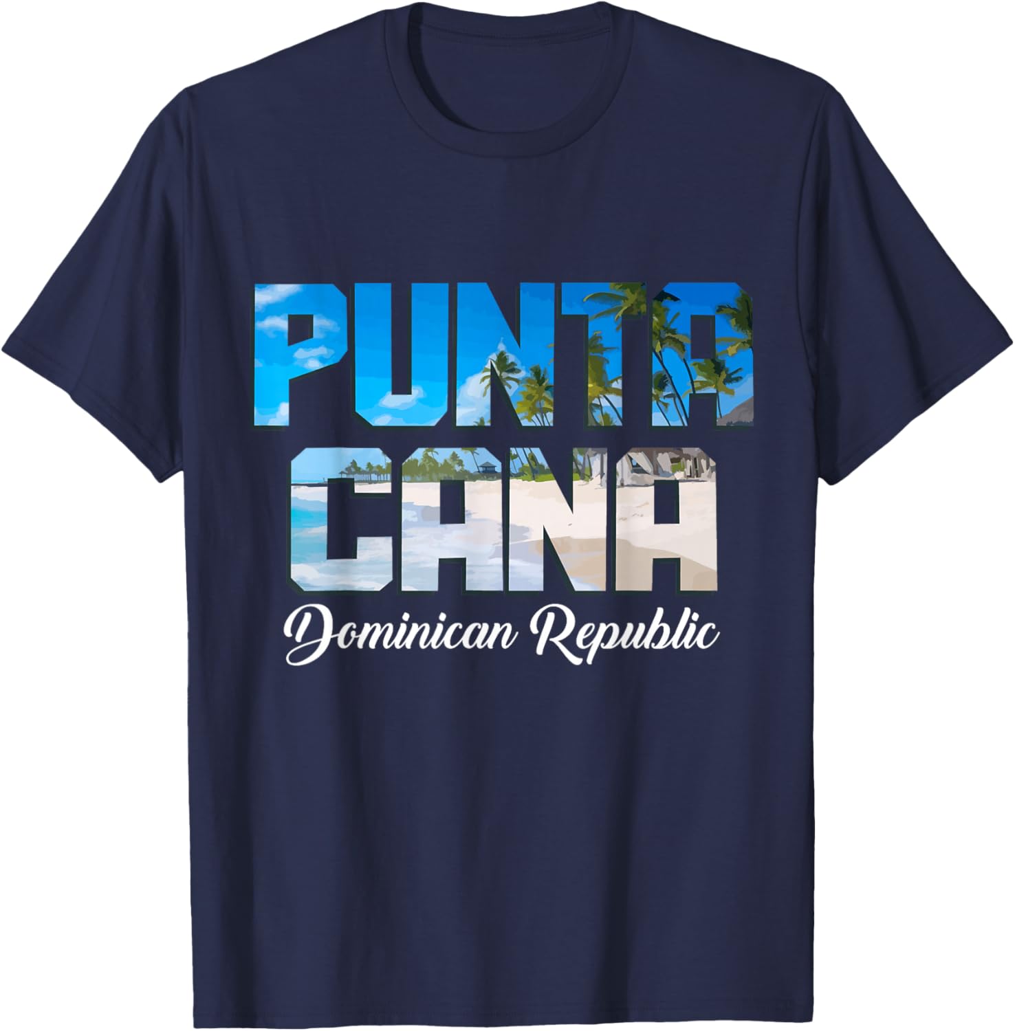 Punta Cana Vintage Souvenir Beach Surfer Dominican Republic , Black T-Shirt - T-Shirt | Navy