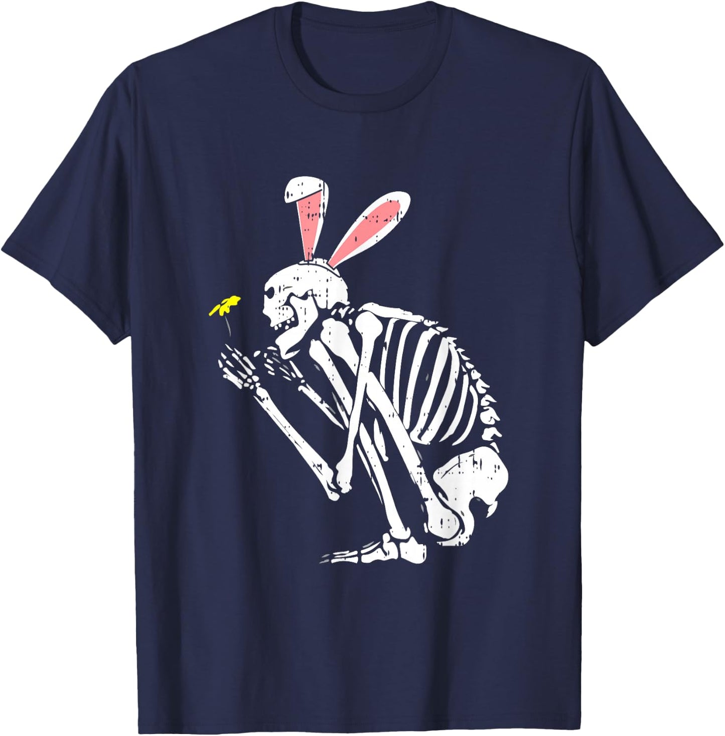 Skeleton Bunny Ears Easter Egg Hunting Bones Spring T-Shirt - T-Shirt | Navy