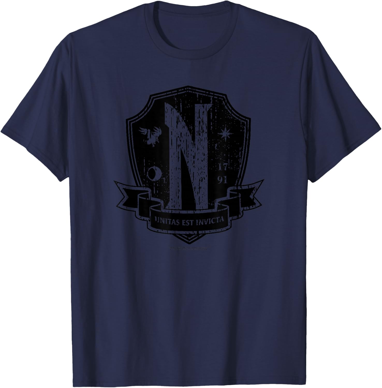 Wednesday Nevermore Academy Emblem , gray T-Shirt - T-Shirt | Navy