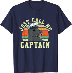 Retro Just Call Me Captain | Seal Seaman | Sailor T-Shirt - T-Shirt | Navy