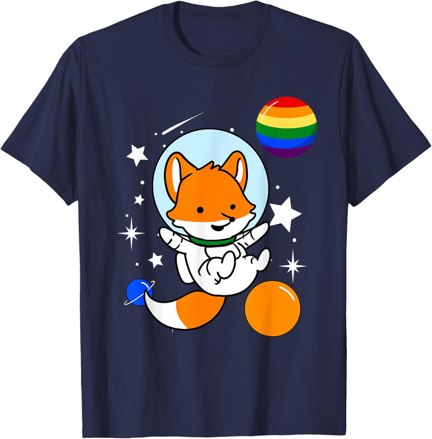 Fox Astronaut Gay Pride T-Shirt - T-Shirt | Navy