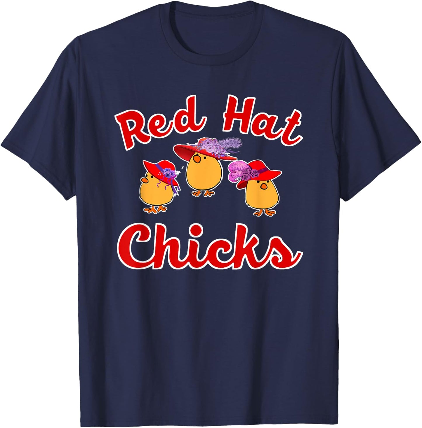 Cute Red Hat Chicks Society T-Shirt - T-Shirt | Navy