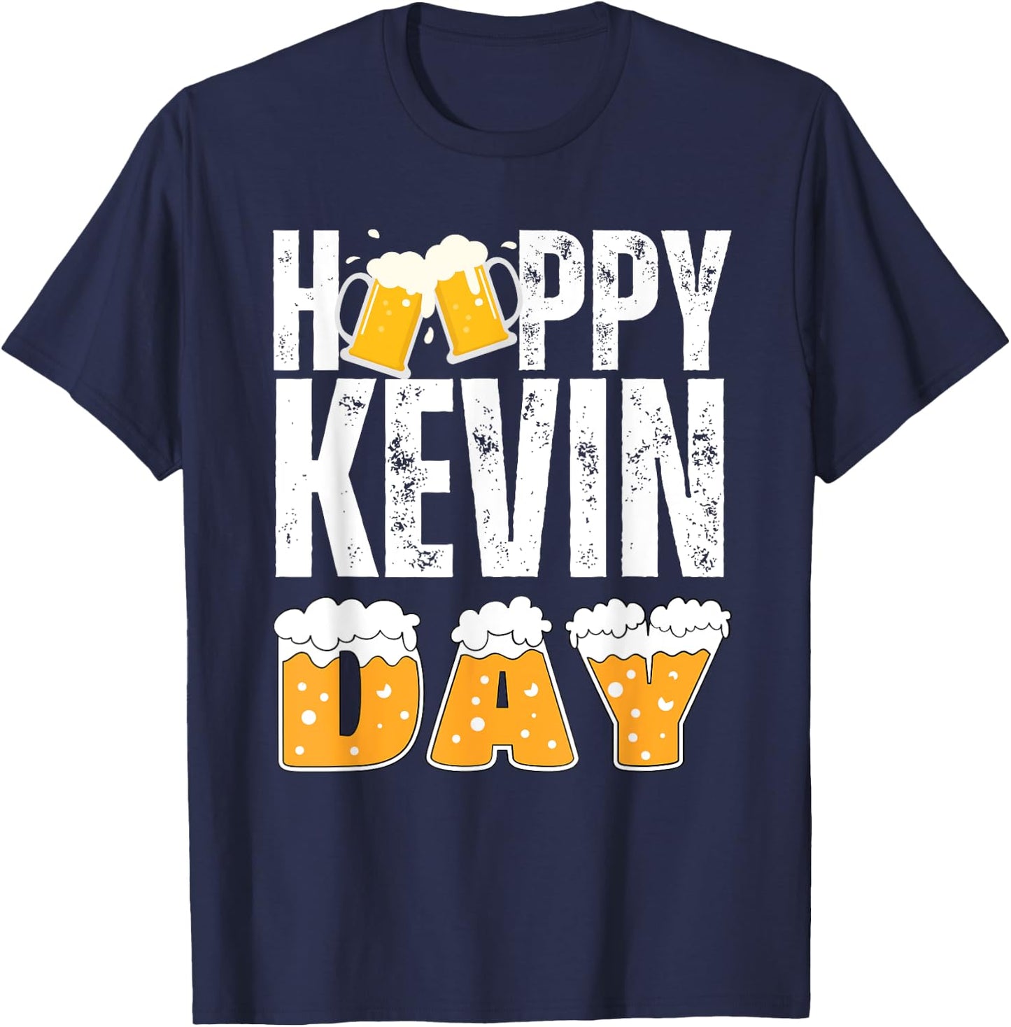 Vintage KEVIN Gifts Name Matching Birthday Party Beer Lover T-Shirt - T-Shirt | Navy