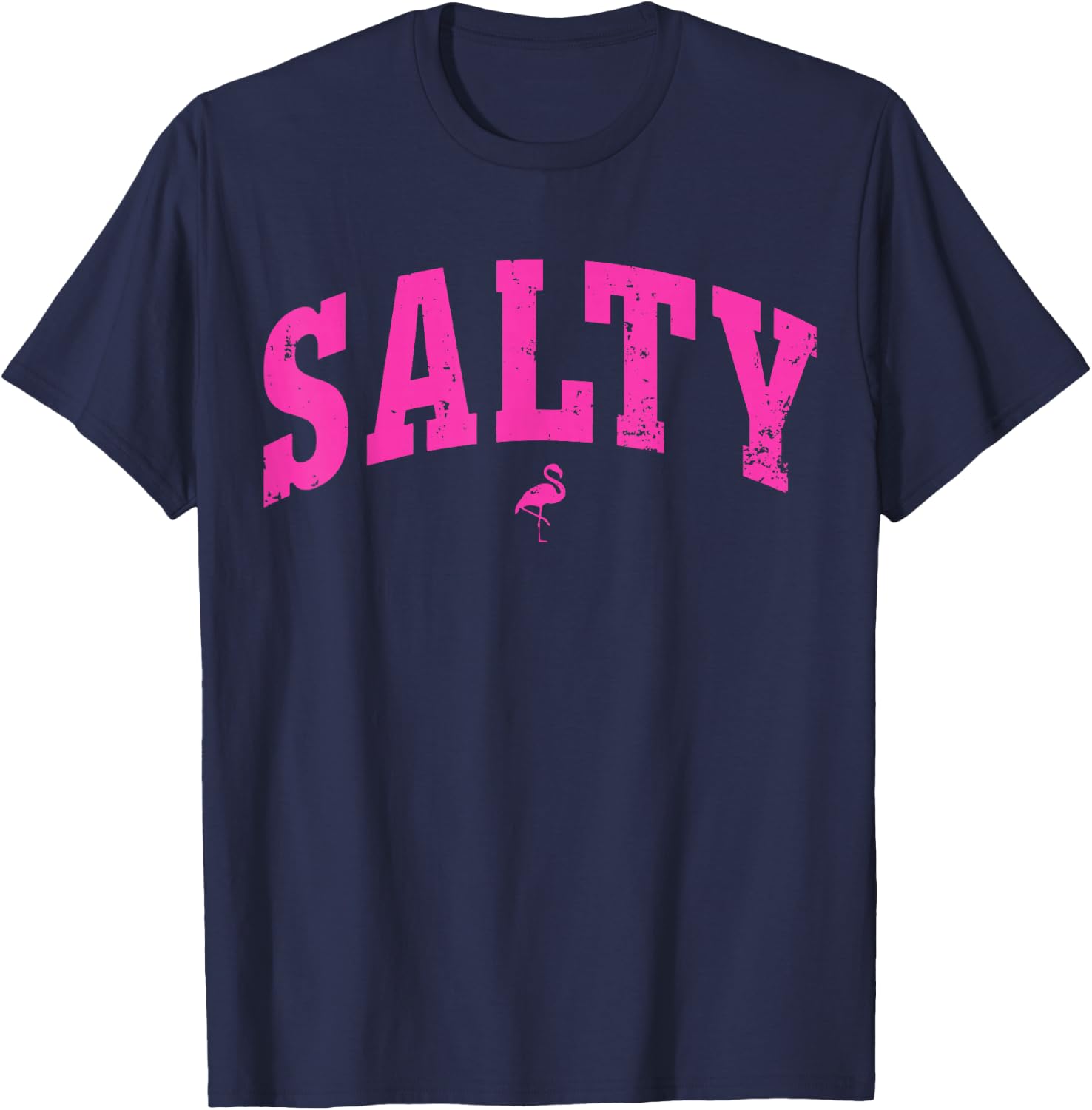 Salty Ocean Flamingo Life Coastal Summer Beach Girl Trendy T-Shirt - T-Shirt | Navy