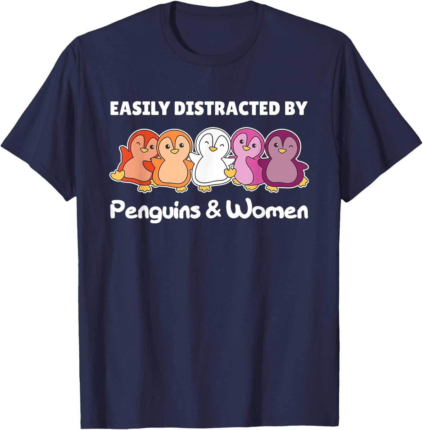 Lesbian Flag Pride Month Lgbtq Lesbian Penguin T-Shirt - T-Shirt | Navy