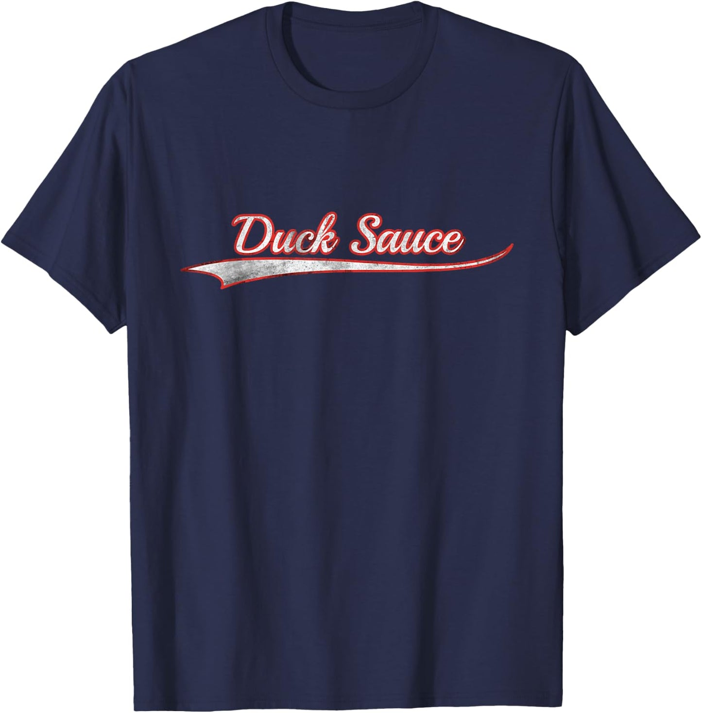 Duck Sauce Vintage Varsity Distressed Throwback Style T-Shirt - T-Shirt | Navy