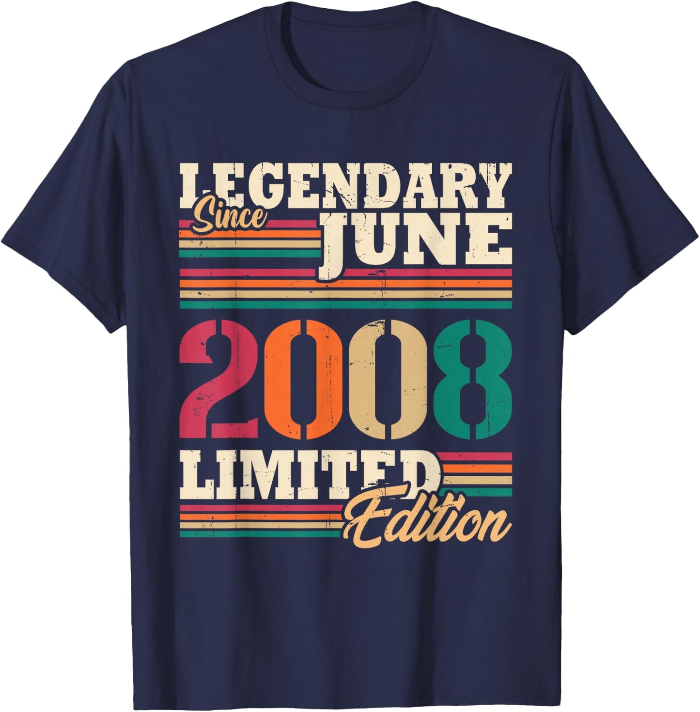 Vintage Juin 2008 Cadeau d'anniversaire 18 Ans Garçons T-Shirt - T-Shirt | Navy