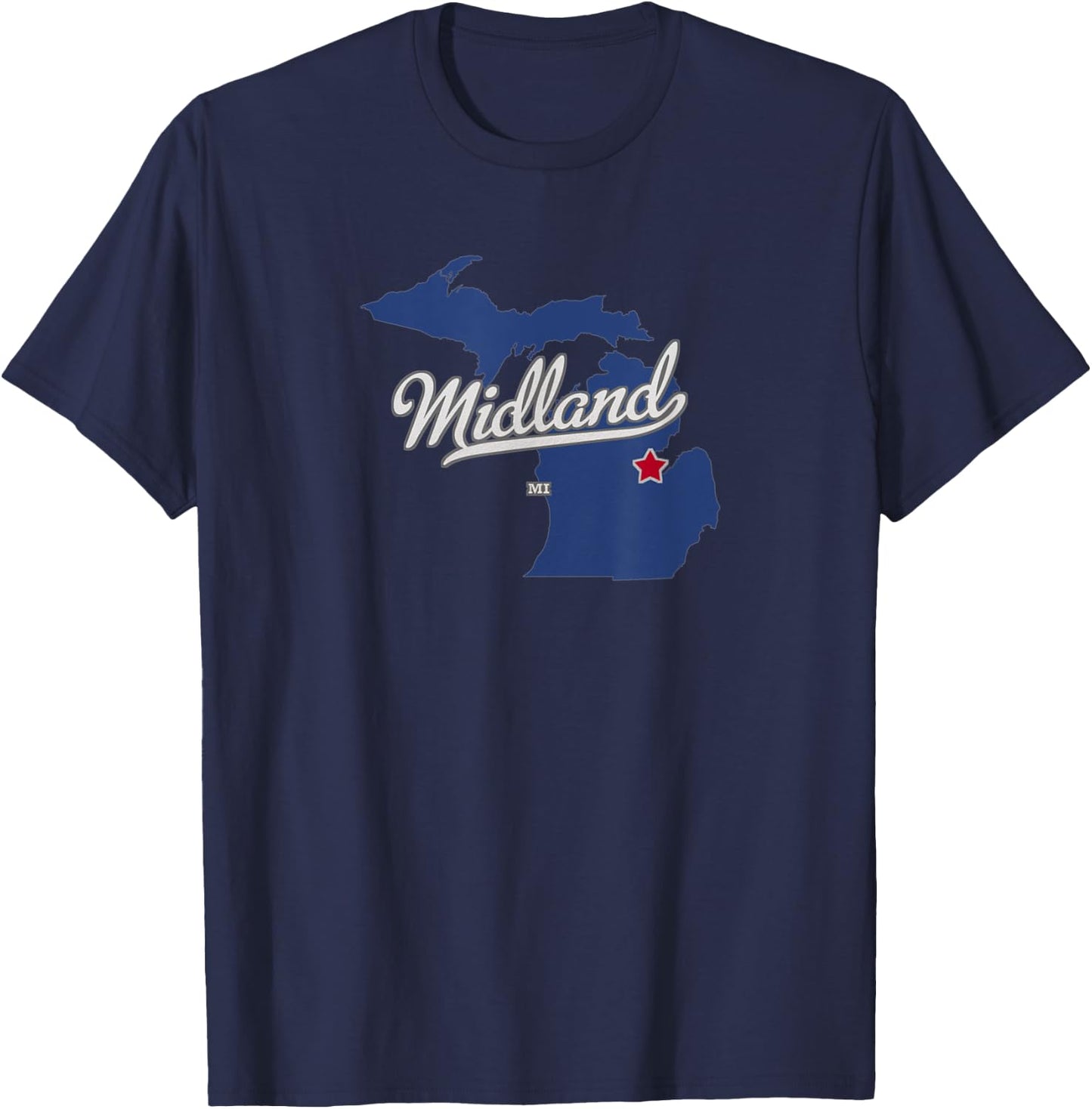 Midland Michigan MI Map T-Shirt - T-Shirt | Navy
