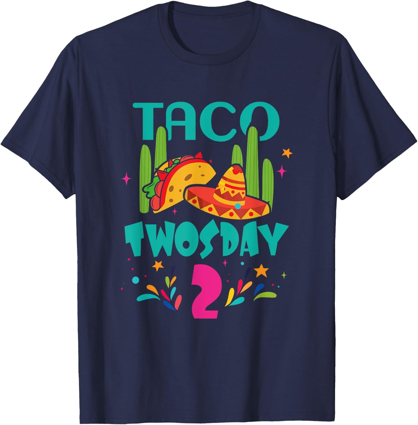 Taco Twosday 2 Two Year Old Boy Girl Birthday Gift T-Shirt - T-Shirt | Navy