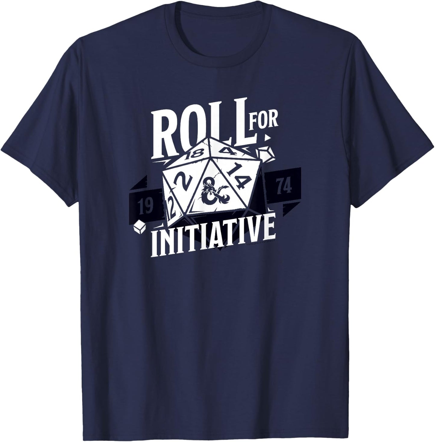 Dungeons & Dragons Roll For Initiative 1974 Text Logo T-Shirt - T-Shirt | Navy