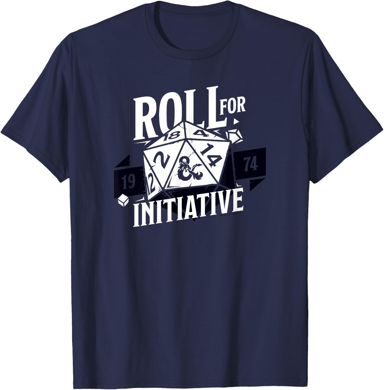 Dungeons & Dragons Roll For Initiative 1974 Text Logo T-Shirt - T-Shirt | Navy