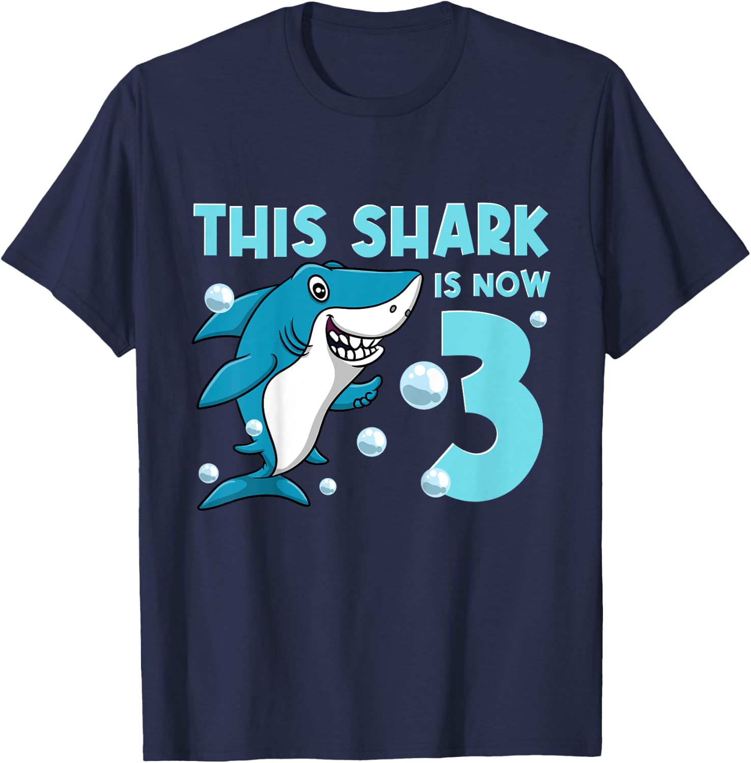 3rd Birthday This Shark Is Now 3 Year Old Boy Girl T-Shirt - T-Shirt | Navy