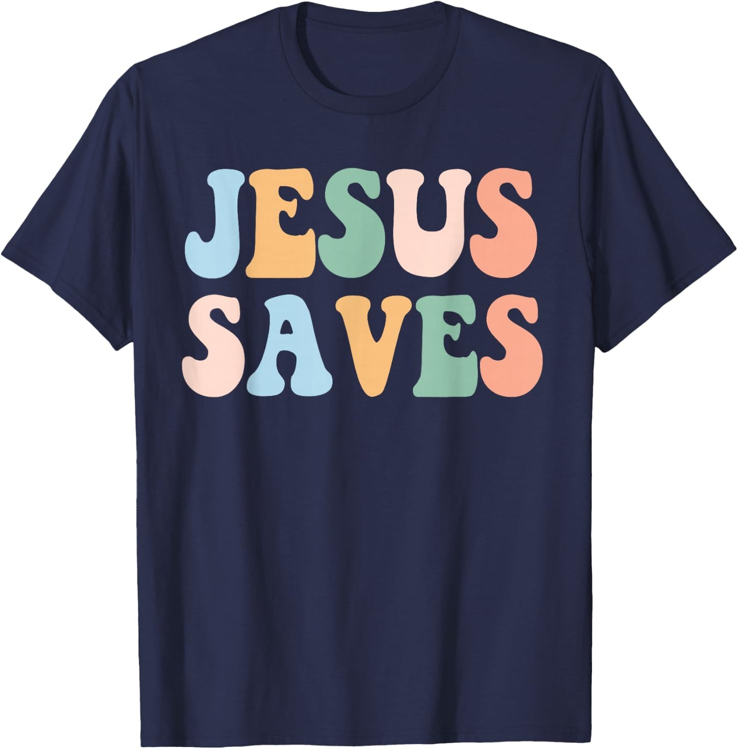 Jesus Saves Christian Retro Vintage T-Shirt - T-Shirt | Navy