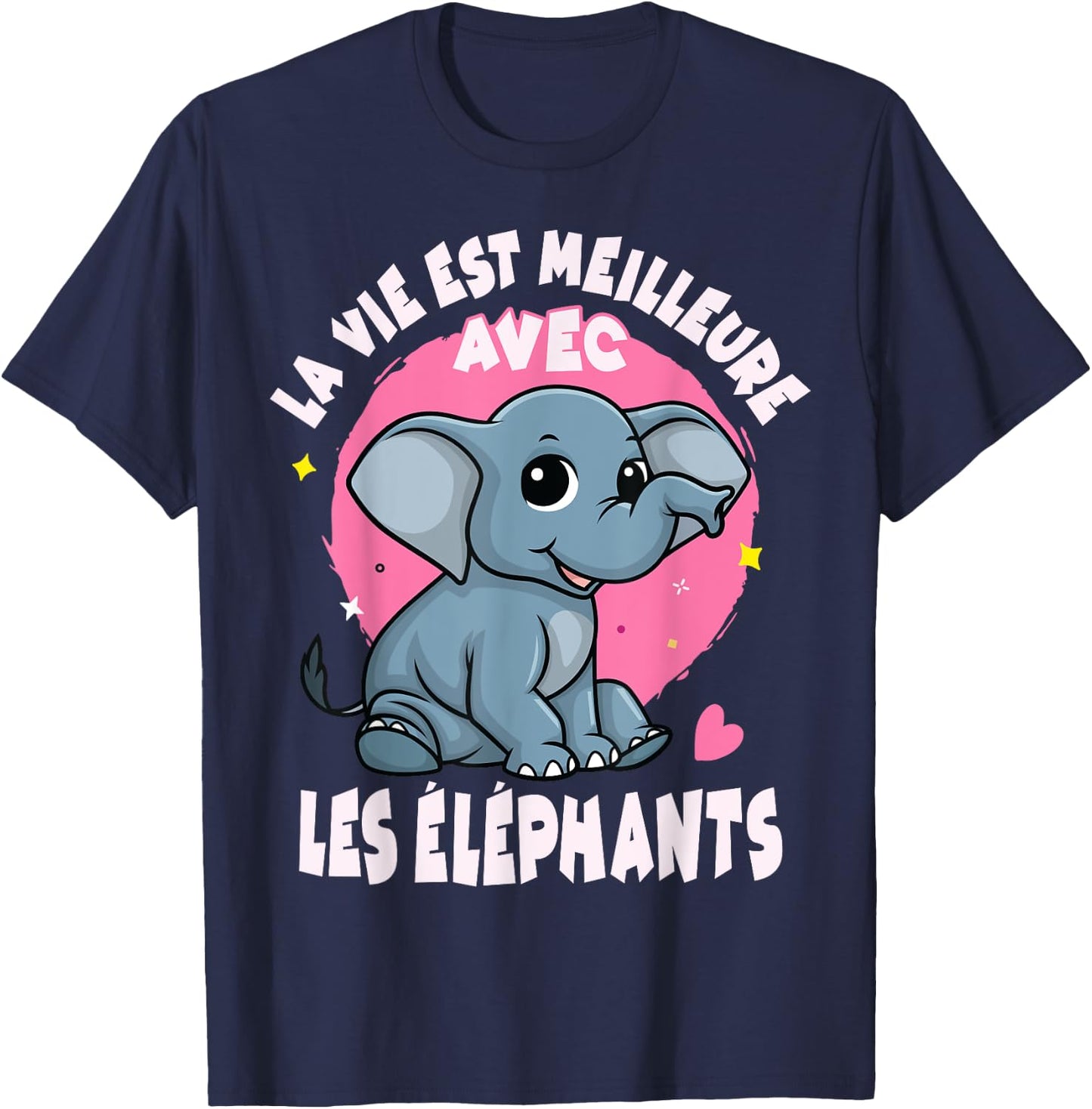 Elephant Child Woman Girl Life with Elephants , Black T-Shirt - T-Shirt | Navy