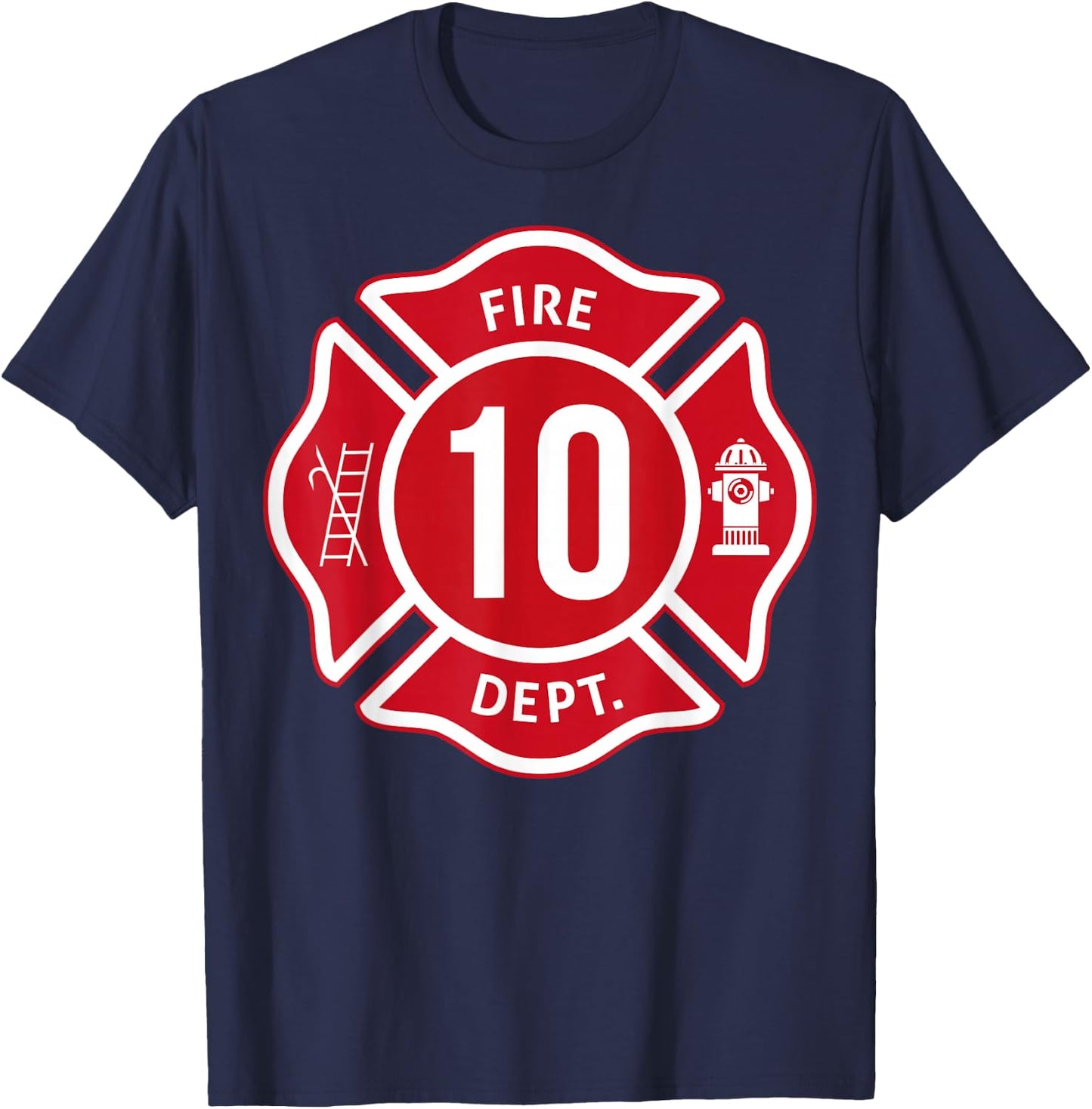 Kids Fire Truck 10th Birthday Boy Firefighter 10 Year Old T-Shirt - T-Shirt | Navy