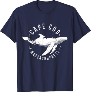 Cape Cod Massachusetts Souvenir Whale Ocean Nautical T-Shirt - T-Shirt | Navy