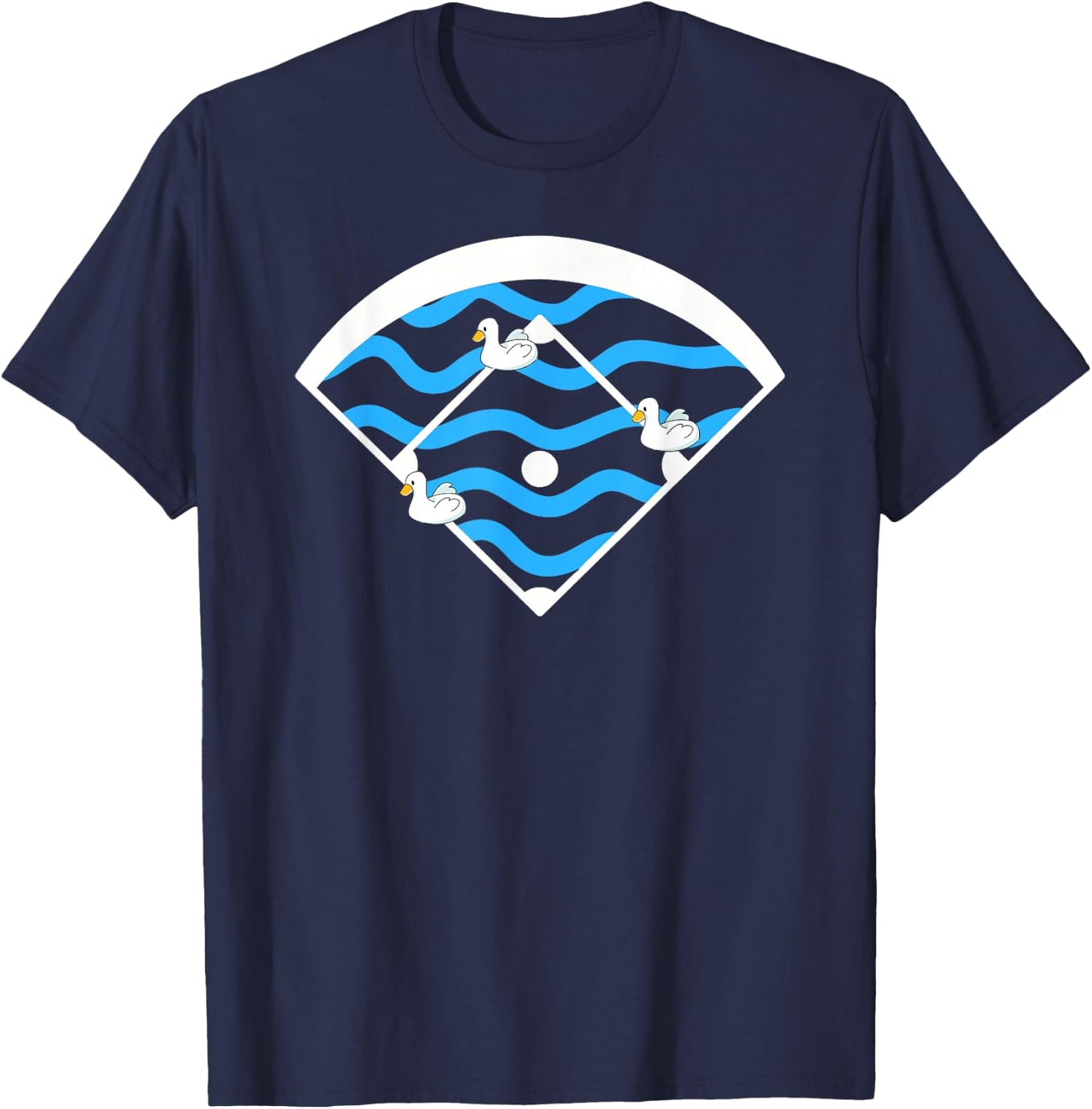 Funny Baseball Ducks On The Pond Base Ball T-Shirt - T-Shirt | Navy