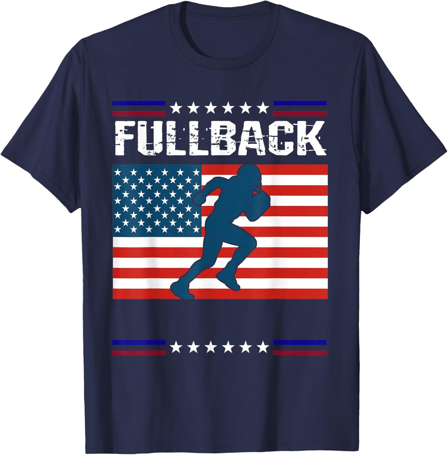 Fullback Football American Flag Patriot T-Shirt - T-Shirt | Navy