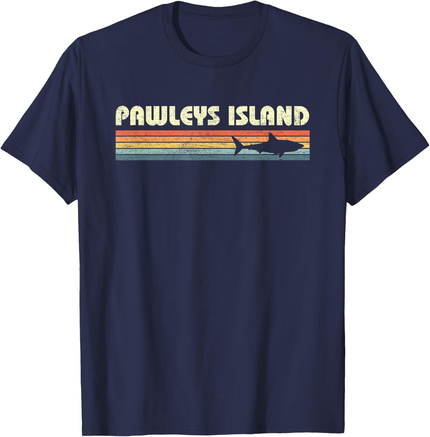 Pawleys Island South Carolina Vintage Shark Souvenir T-Shirt - T-Shirt | Navy