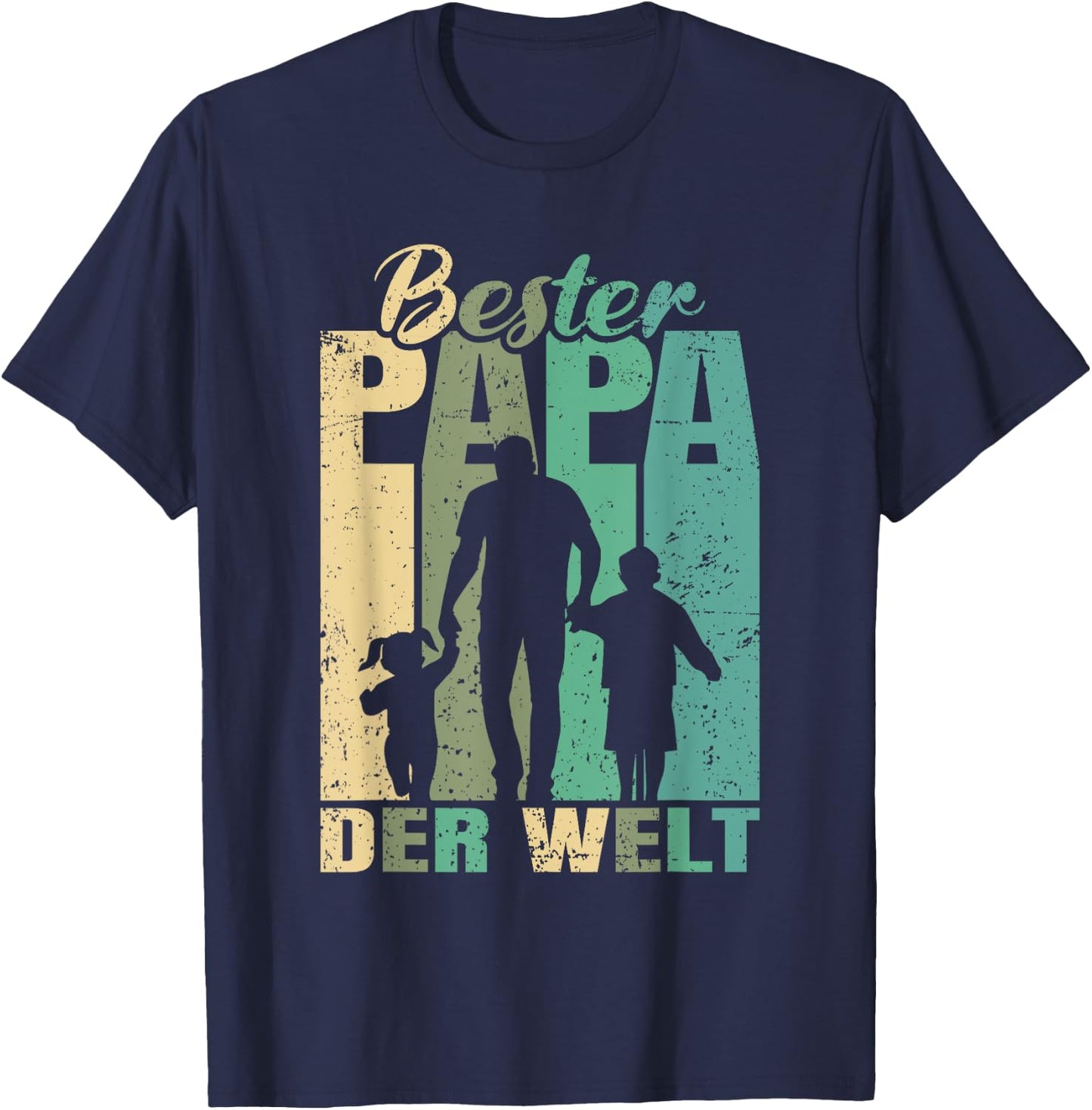 Bester Papa der Welt 2 Kinder Ehemann zweifacher Papa T-Shirt - T-Shirt | Navy