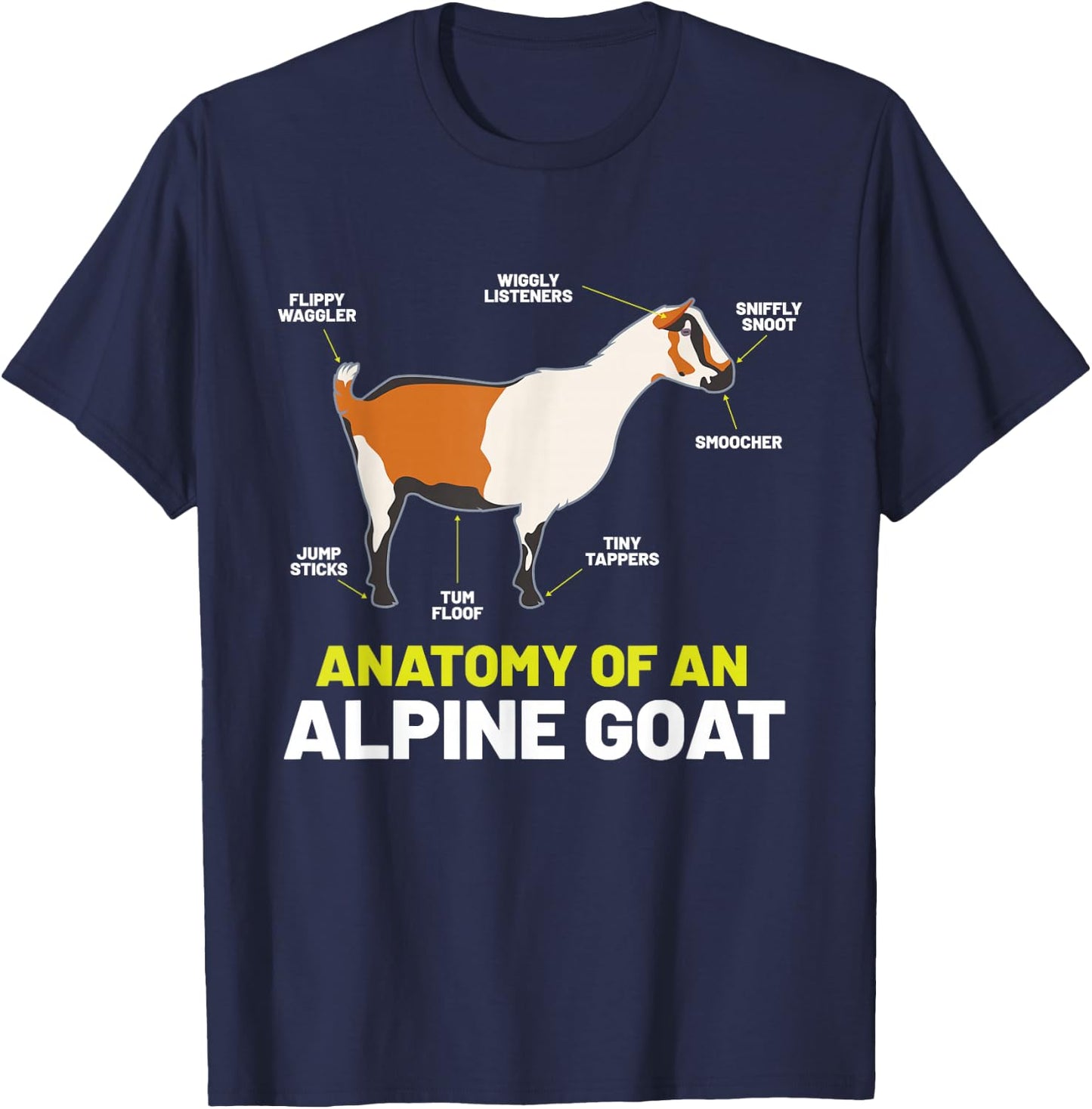 Anatomy Funny Farm Animal Humor Cute Lovers Alpine Goat T-Shirt - T-Shirt | Navy