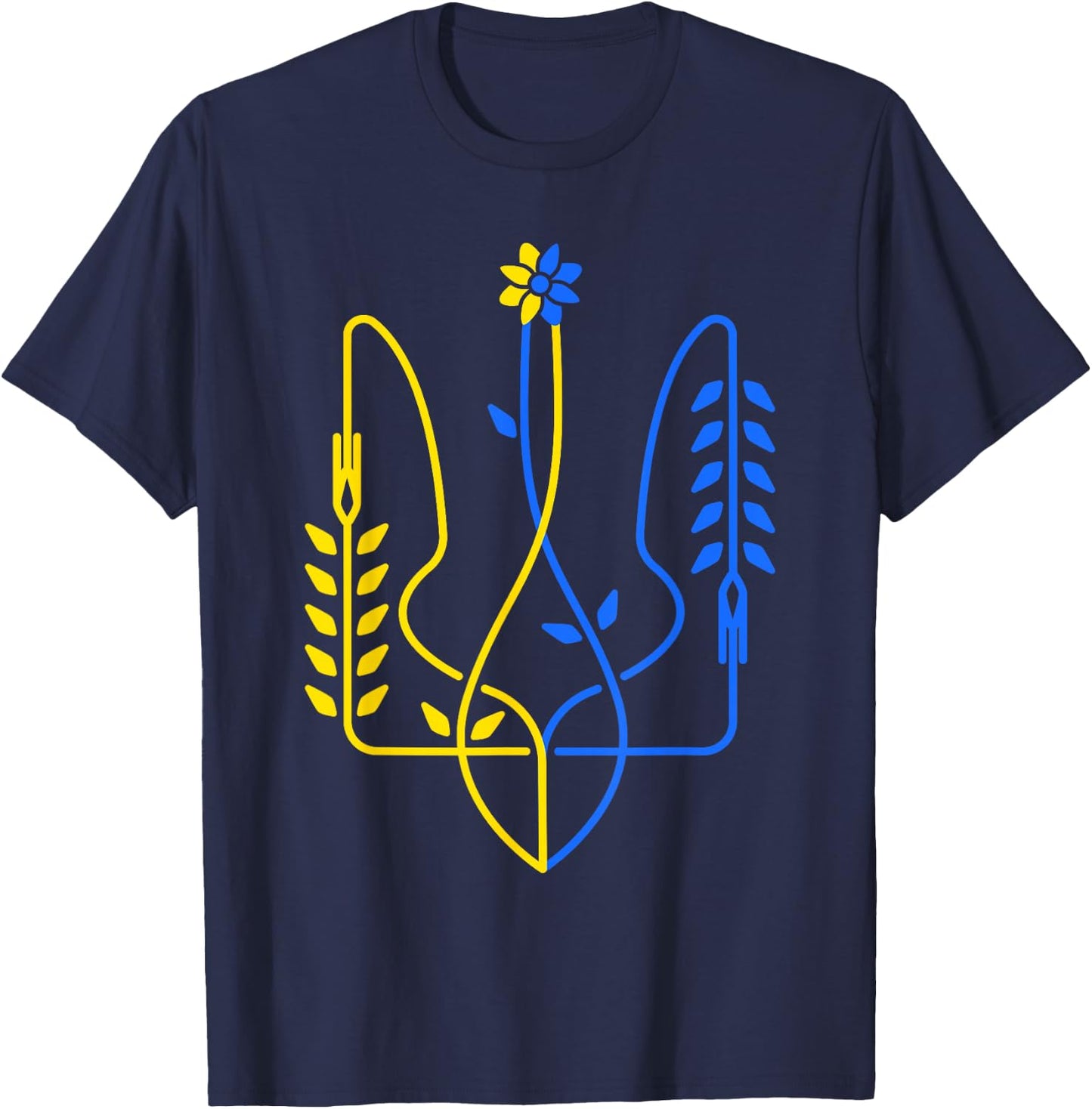 Ukrainian Flag Ukraine Gold Trident Symbol , Black, S T-Shirt - T-Shirt | Navy