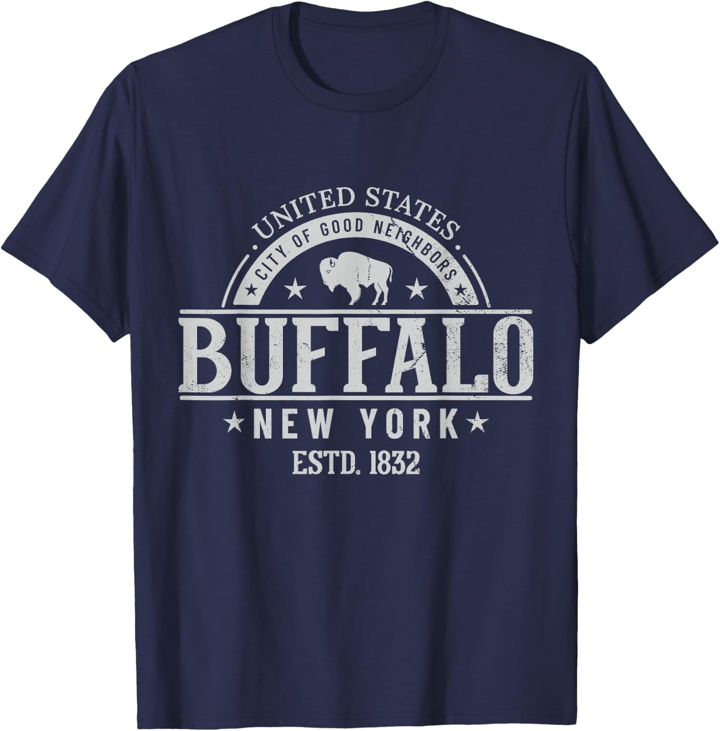 Vintage Buffalo New York The City Of Good Neighbors Est 1832 T-Shirt - T-Shirt | Navy