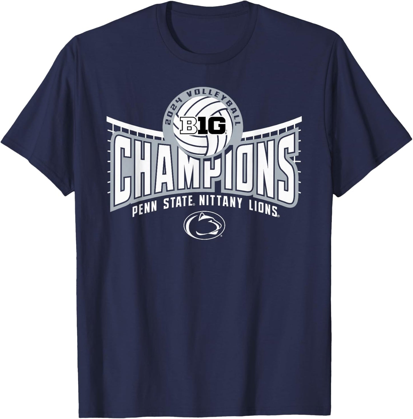 Penn State Nittany Lions Big Ten Champs 2024 W Volleyball T-Shirt - T-Shirt | Navy