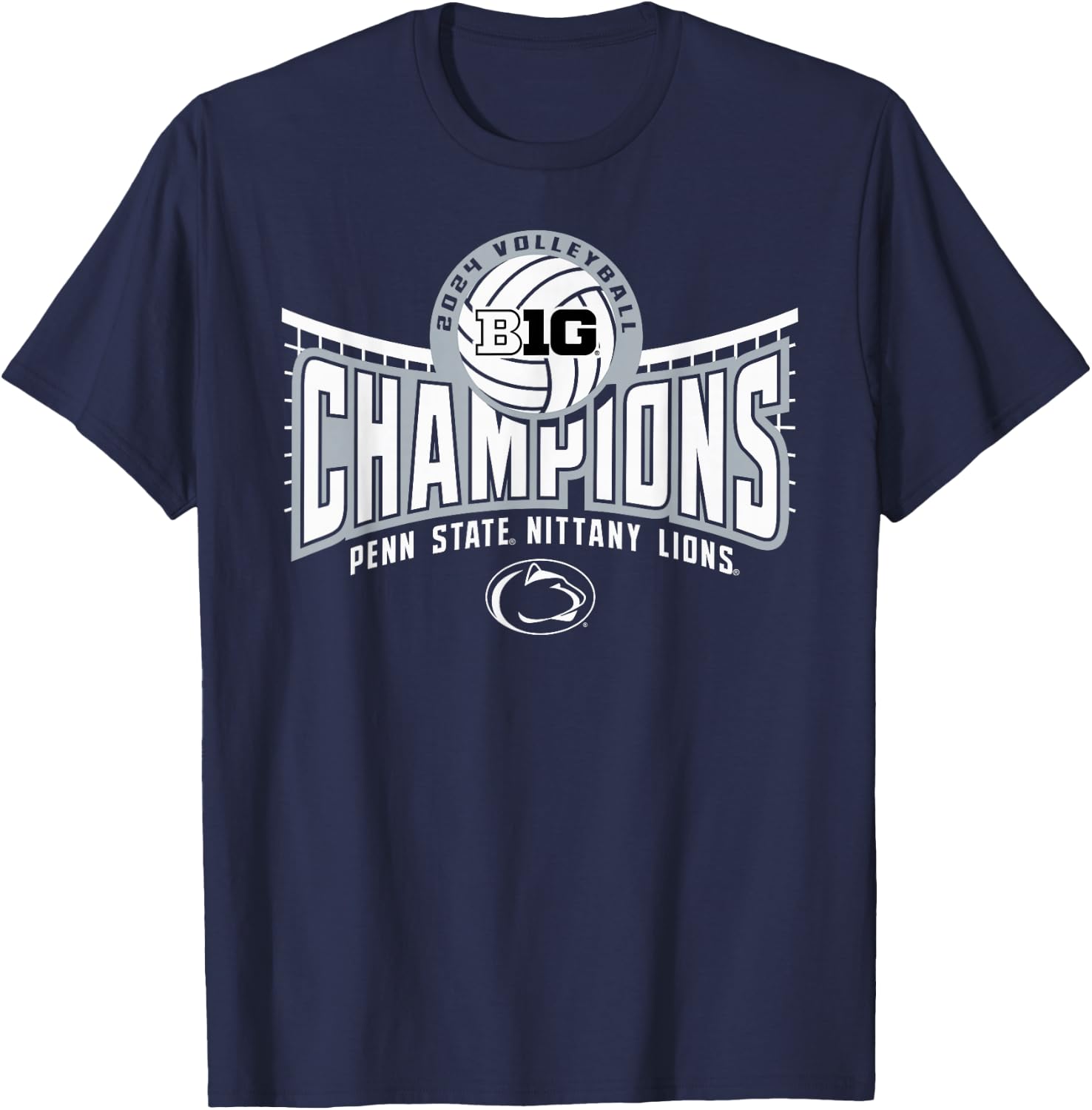 Penn State Nittany Lions Big Ten Champs 2024 W Volleyball T-Shirt - T-Shirt | Navy