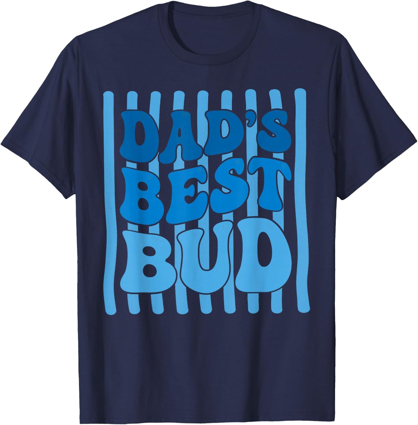 Striped Dad's Best Bud Boys Youth Kids Father's Day T-Shirt - T-Shirt | Navy