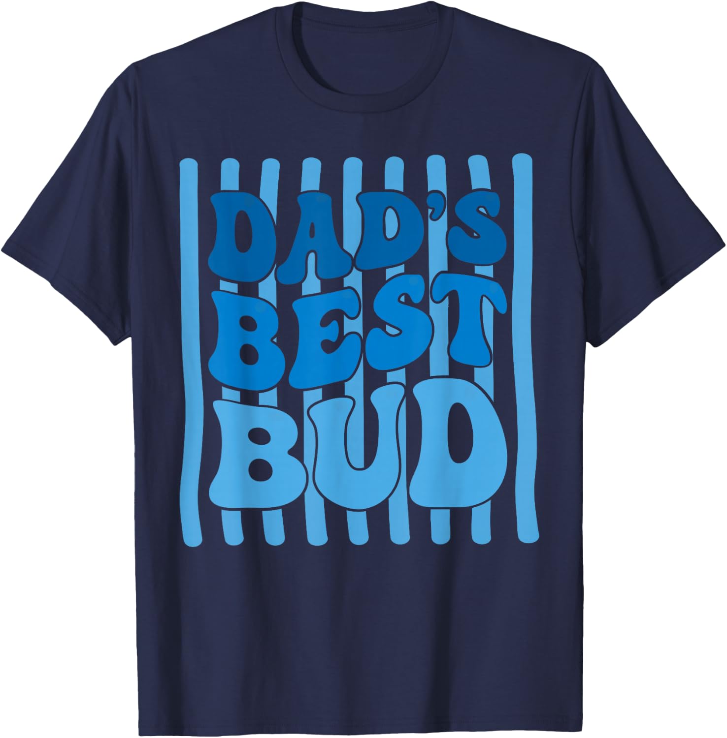 Striped Dad's Best Bud Boys Youth Kids Father's Day T-Shirt - T-Shirt | Navy