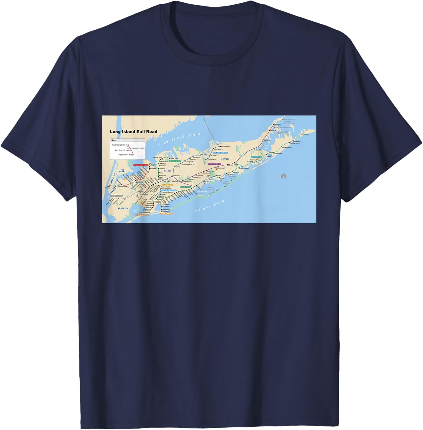 Long Island Rail Road Map - NYC - USA T-Shirt - T-Shirt | Navy