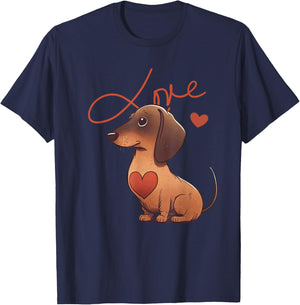 Dachshund Dog with Heart Decoration, Dachshundlove , black T-Shirt - T-Shirt | Navy