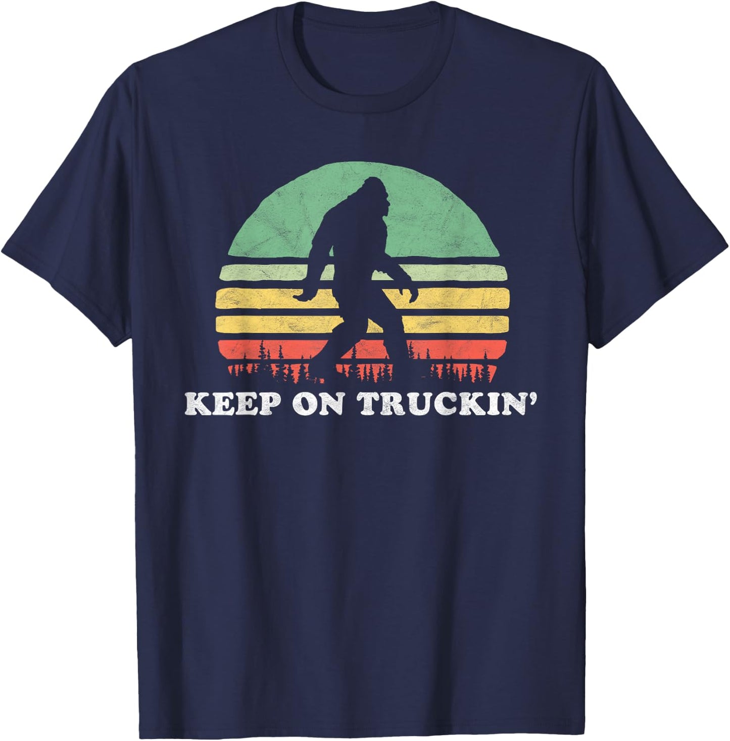 Groovy Sixties Bigfoot Keep On Truckin' Retro 60s T-Shirt - T-Shirt | Navy