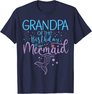 Grandpa Of The Birthday Mermaid Matching Family Party T-Shirt - T-Shirt | Navy