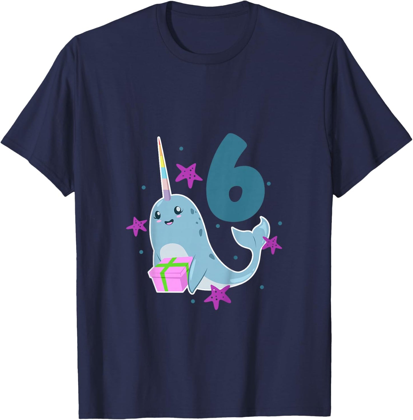 Kids I am 6 with narwhal - kids birthday 6 years old T-Shirt - T-Shirt | Navy