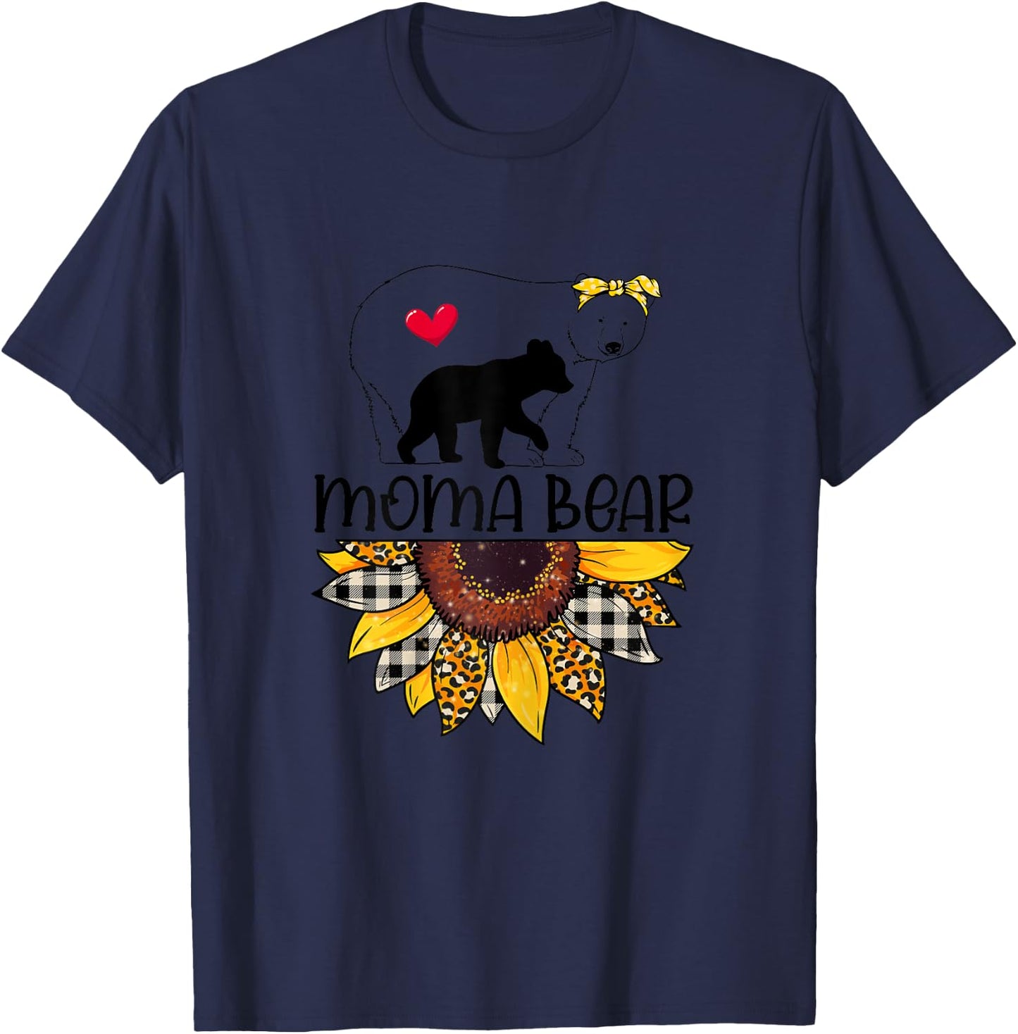Moma Bear Sunflower Leopard Mother's Day Mom Grandma T-Shirt - T-Shirt | Navy
